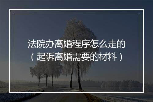 法院办离婚程序怎么走的（起诉离婚需要的材料）
