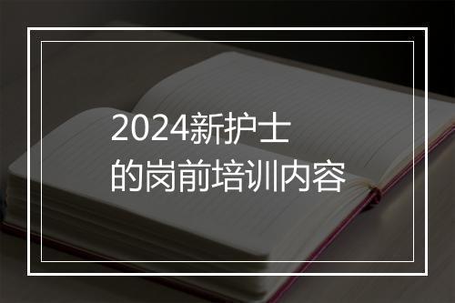 2024新护士的岗前培训内容