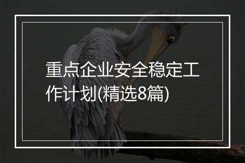 重点企业安全稳定工作计划(精选8篇)