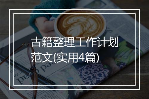 古籍整理工作计划范文(实用4篇)