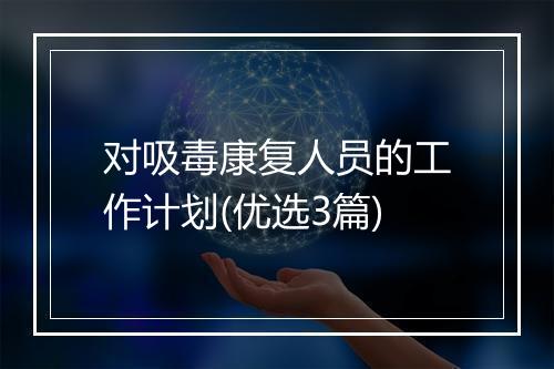 对吸毒康复人员的工作计划(优选3篇)