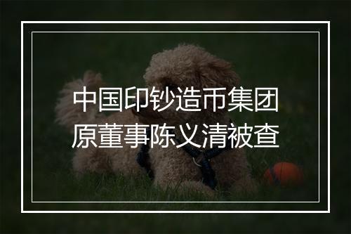 中国印钞造币集团原董事陈义清被查