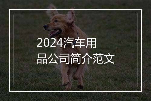 2024汽车用品公司简介范文