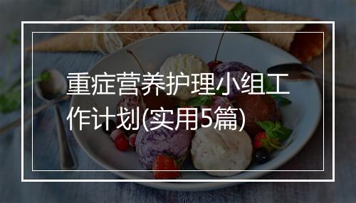 重症营养护理小组工作计划(实用5篇)