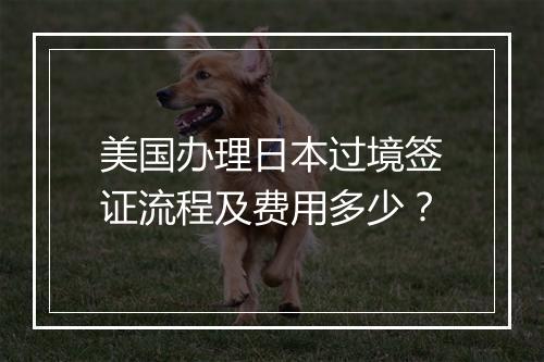 美国办理日本过境签证流程及费用多少？