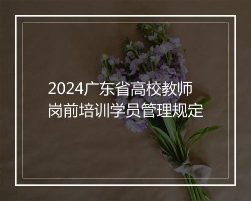 2024广东省高校教师岗前培训学员管理规定