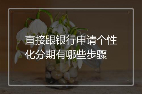 直接跟银行申请个性化分期有哪些步骤