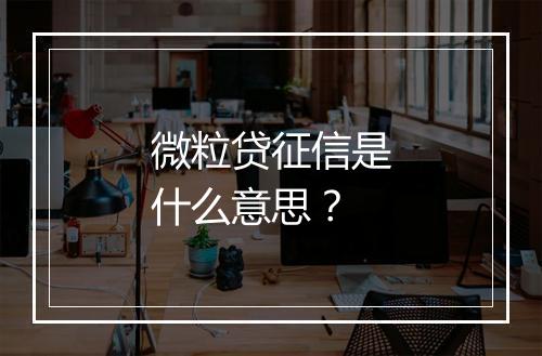 微粒贷征信是什么意思？