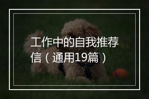 工作中的自我推荐信（通用19篇）