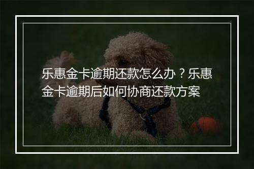 乐惠金卡逾期还款怎么办？乐惠金卡逾期后如何协商还款方案