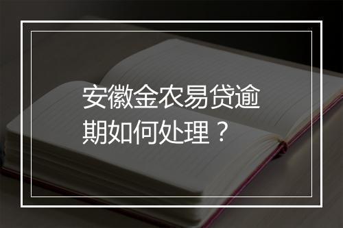 安徽金农易贷逾期如何处理？