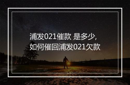 浦发021催款 是多少,如何催回浦发021欠款