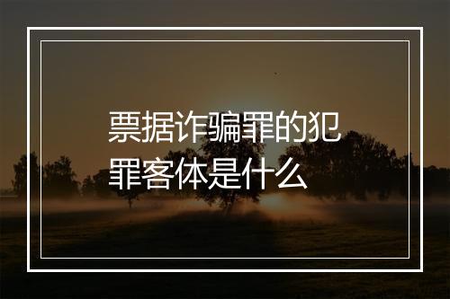 票据诈骗罪的犯罪客体是什么