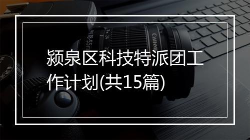 颍泉区科技特派团工作计划(共15篇)