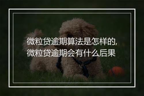 微粒贷逾期算法是怎样的,微粒贷逾期会有什么后果