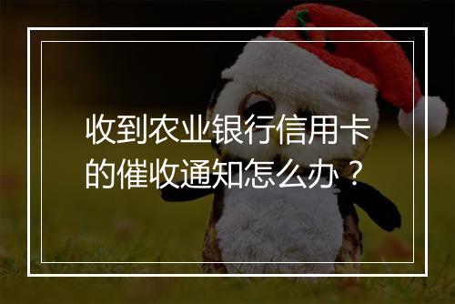 收到农业银行信用卡的催收通知怎么办？