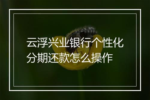 云浮兴业银行个性化分期还款怎么操作