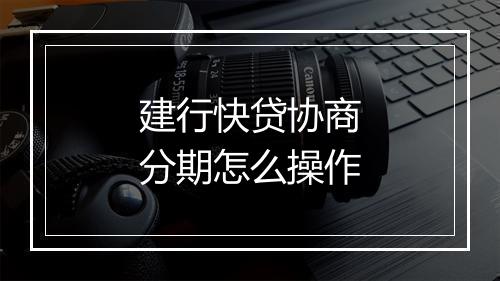 建行快贷协商分期怎么操作