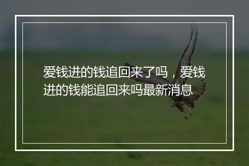 爱钱进的钱追回来了吗，爱钱进的钱能追回来吗最新消息