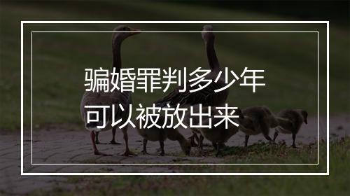 骗婚罪判多少年可以被放出来