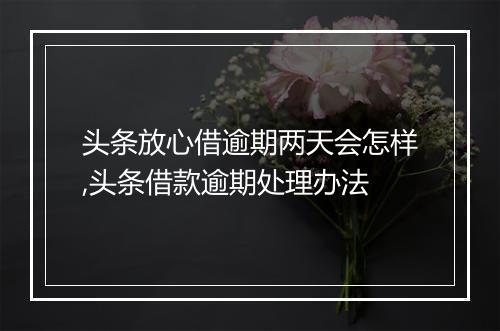 头条放心借逾期两天会怎样,头条借款逾期处理办法
