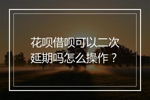 花呗借呗可以二次延期吗怎么操作？