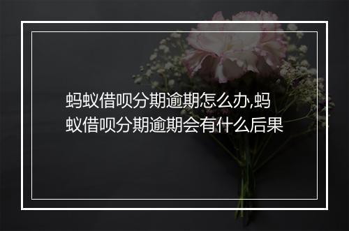 蚂蚁借呗分期逾期怎么办,蚂蚁借呗分期逾期会有什么后果