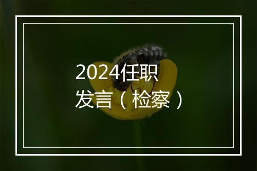 2024任职发言（检察）