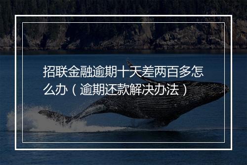 招联金融逾期十天差两百多怎么办（逾期还款解决办法）