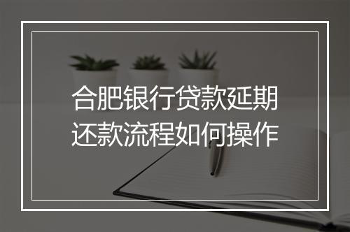 合肥银行贷款延期还款流程如何操作