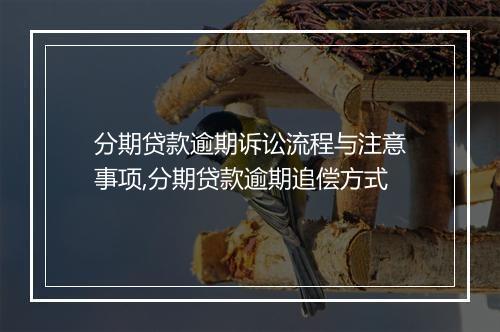 分期贷款逾期诉讼流程与注意事项,分期贷款逾期追偿方式