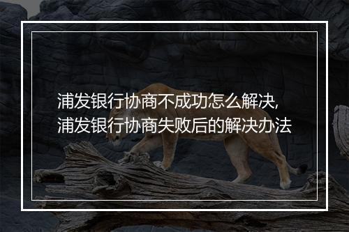 浦发银行协商不成功怎么解决,浦发银行协商失败后的解决办法