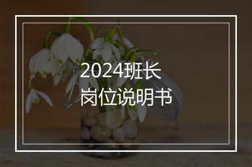 2024班长岗位说明书