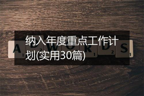纳入年度重点工作计划(实用30篇)