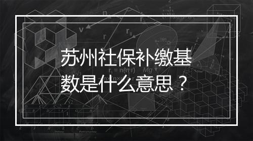 苏州社保补缴基数是什么意思？