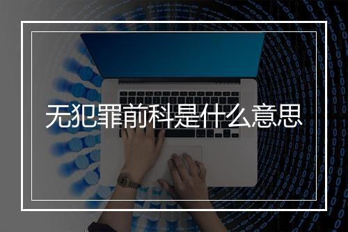 无犯罪前科是什么意思