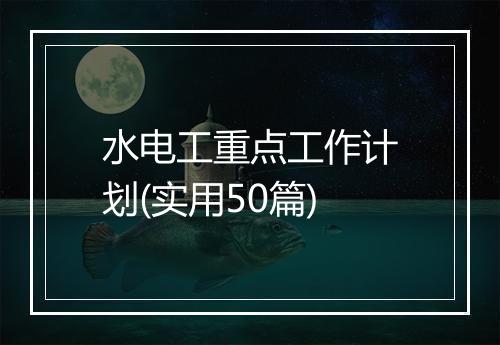 水电工重点工作计划(实用50篇)