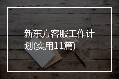 新东方客服工作计划(实用11篇)