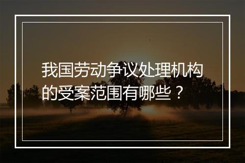 我国劳动争议处理机构的受案范围有哪些？