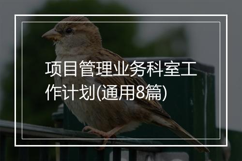 项目管理业务科室工作计划(通用8篇)
