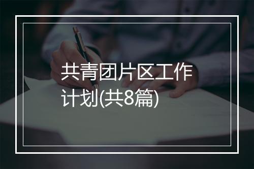 共青团片区工作计划(共8篇)