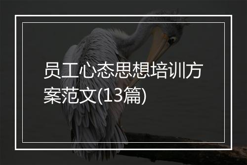 员工心态思想培训方案范文(13篇)