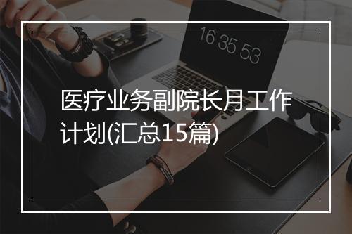 医疗业务副院长月工作计划(汇总15篇)