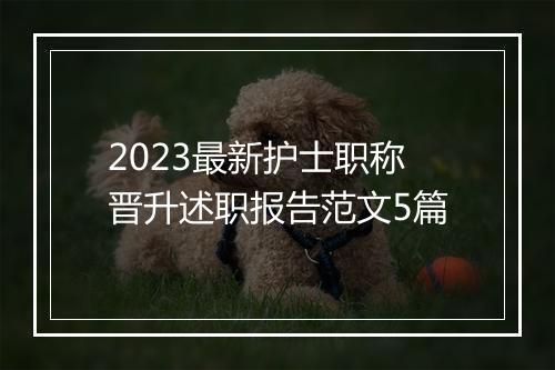 2023最新护士职称晋升述职报告范文5篇