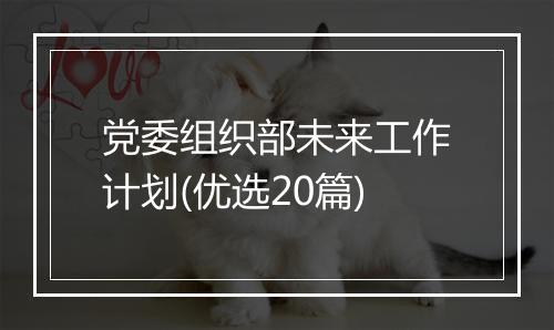 党委组织部未来工作计划(优选20篇)