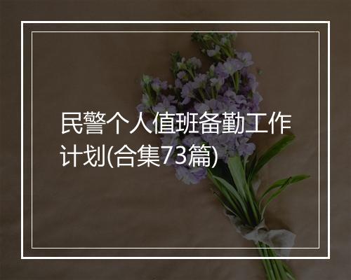 民警个人值班备勤工作计划(合集73篇)