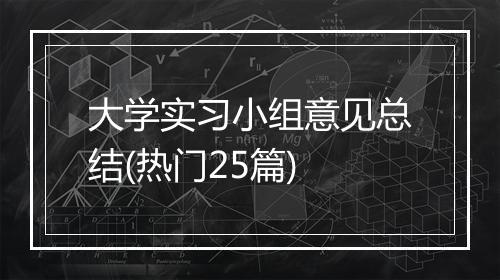 大学实习小组意见总结(热门25篇)