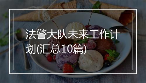 法警大队未来工作计划(汇总10篇)