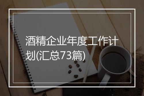 酒精企业年度工作计划(汇总73篇)