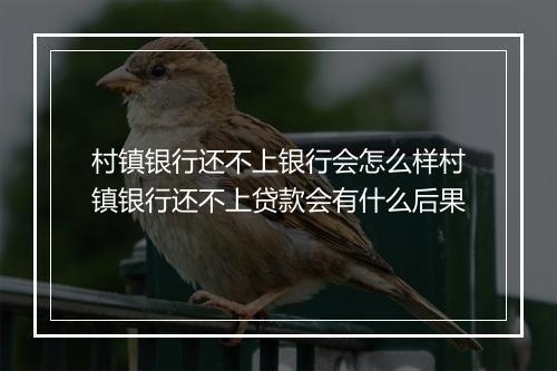 村镇银行还不上银行会怎么样村镇银行还不上贷款会有什么后果